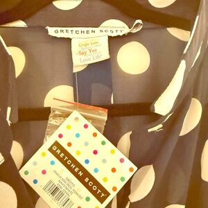 Gretchen Scott Navy and White Polka Dot Shirt